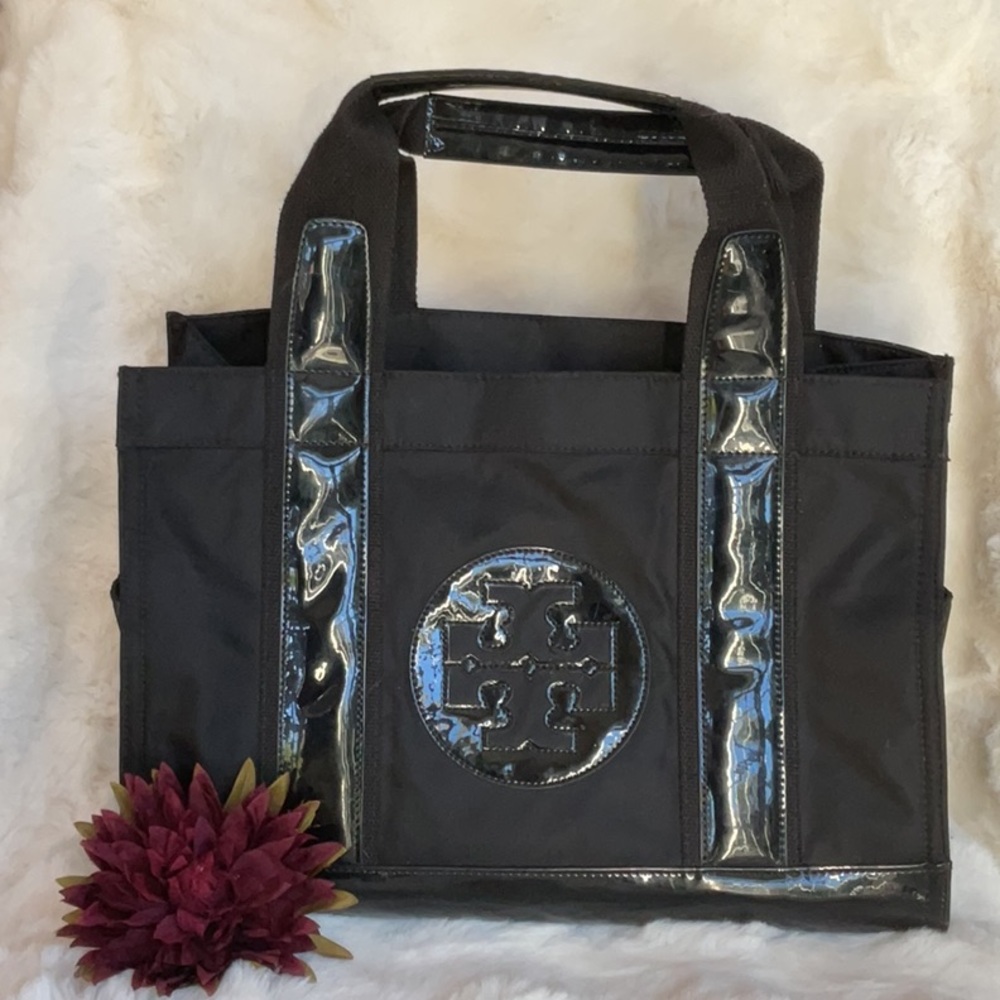 Tory Burch Black Patent Trim Tote - Picture 2 of 7